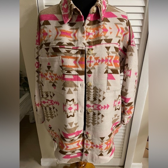 blueb. Jackets & Blazers - SOLD. Blueb. Collection Women's Oversized Large Aztec Shacket